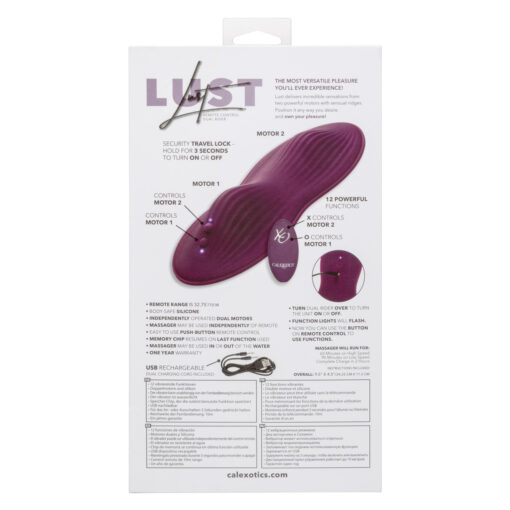 Lust Remote Control Dual Rider Rechargeable Silicone Massager - Purple - Image 2