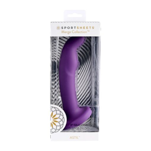 Sportsheets Astil Silicone Curved Dildo with Suction Cup 8in - Purple