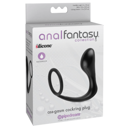 Anal Fantasy Collection Ass-Gasm Cockring Plug Black 4 Inch