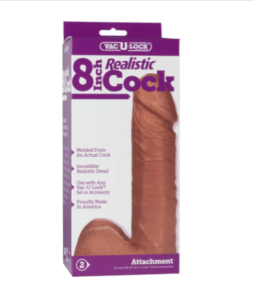 Vac-U-Lock Realistic Dildo 8in - Caramel