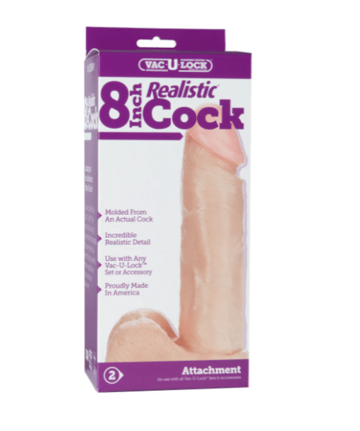 Vac-U-Lock Realistic Dildo 8in - Vanilla