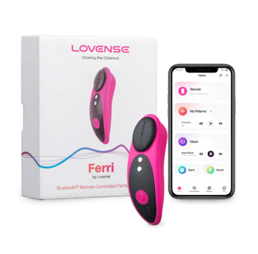 Lovense Ferri - App Compatible Silicone Panty Vibrator - Pink/Black