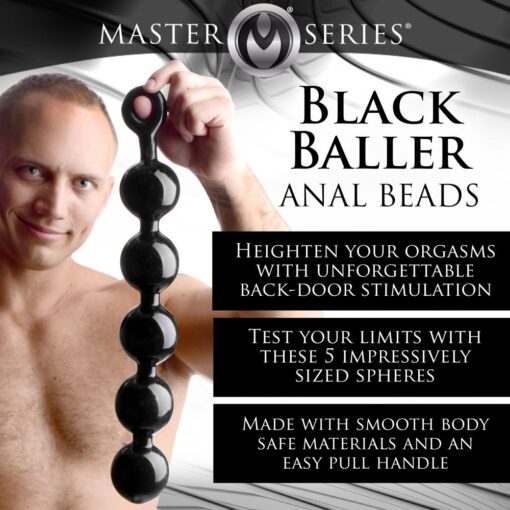 Master Series Black Baller Anal Beads - Image 2