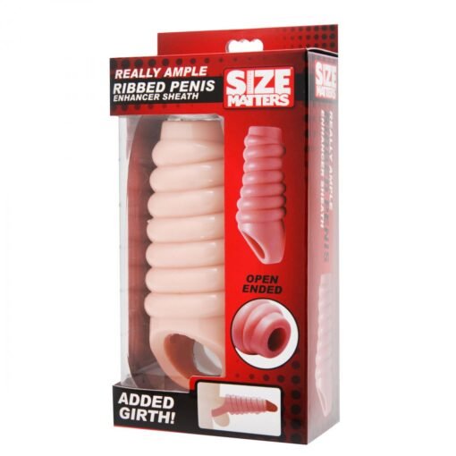 Size Matters Ribbed Penis Enchancer Sheath Flesh 5.5 Inch