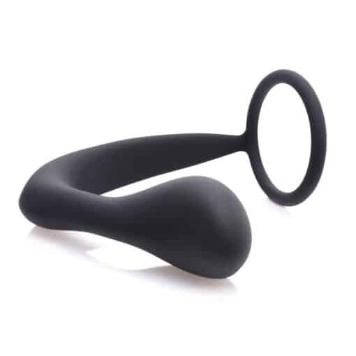 Master Series Explorer II Silicone Prostate Stimulator + Cock Ring - Black - Image 3