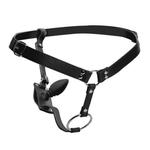 Strict Male Cock Ring Harness with Silicone Anal Plug - Image 4