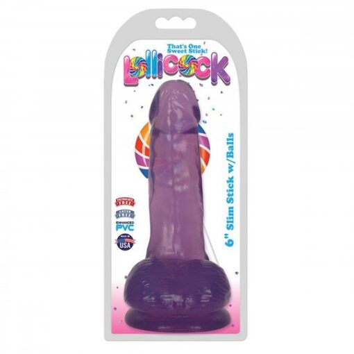 Lollicock 6 Inch Slim Stick with Balls Grape Ice Dildo