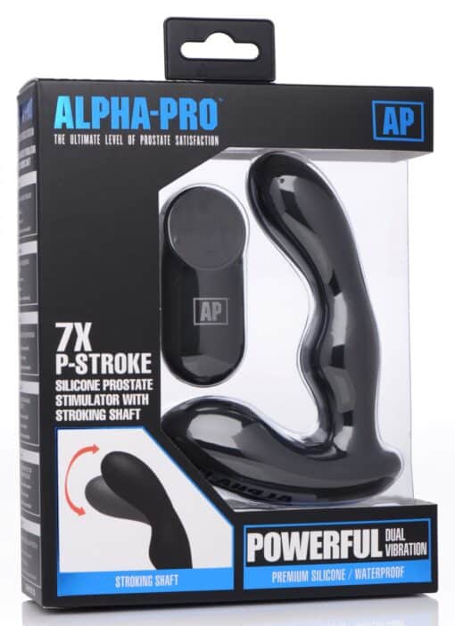 Alpha pro 7X P-Stroke Silicone Prostate Stimulator with Stroking Shaft