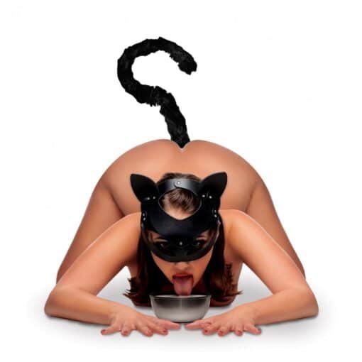 Black Cat Tail Anal Plug & Mask Set - Black - Image 4