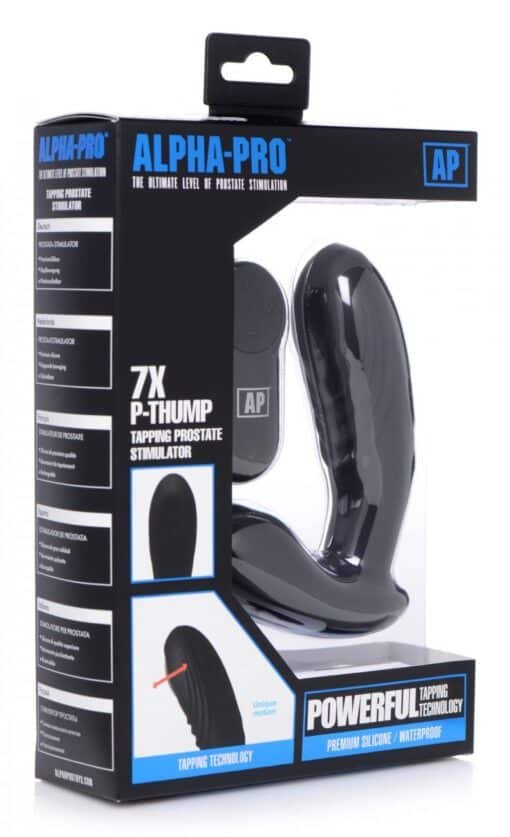 Alpha-Pro 7x P-Thump Rechargeable Vibrating Tapping Silicone Prostate Stimulator - Black