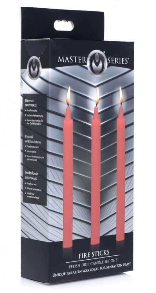 Master Series Fire Sticks Fetish Drip Candles (set of 3) - Red