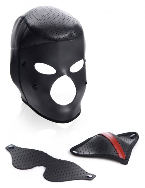 Master Series Scorpion Hood with Removable Blindfold and Face Mask - Black/Red - Image 2