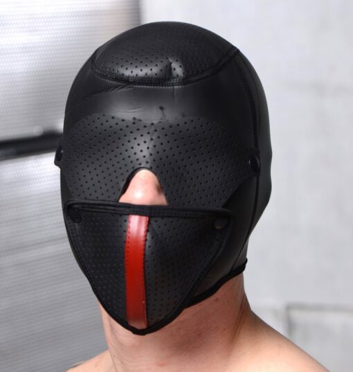 Master Series Scorpion Hood with Removable Blindfold and Face Mask - Black/Red - Image 6