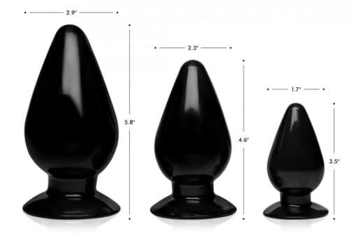 Master Series Triple Cones 3 Piece Anal Plug - Black - Image 2