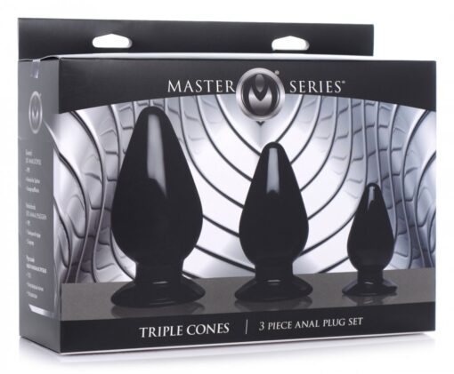 Master Series Triple Cones 3 Piece Anal Plug - Black