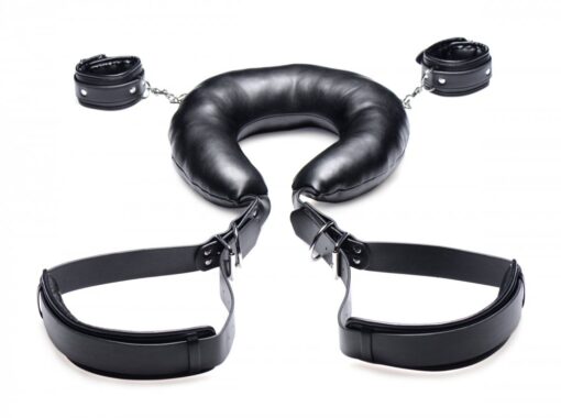 Strict Padded Thigh Sling With Wrist Cuffs - Black - Image 2