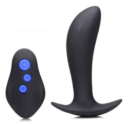 Zeus Pro-Shocker 8X Vibrating & E-Stim Silicone Rechargeable Prostate Plug With Remote Control - Black - Image 2