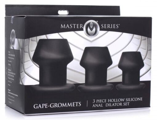 Master Series Gape-Grommets 3 Piece Hollow Silicone Anal Dilator Set