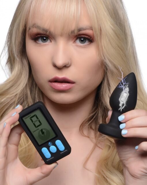Zeus E-Stim Pro Silicone Vibrating Anal Plug with Remote Control - Image 4