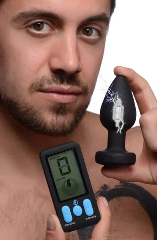 Zeus E-Stim Pro Silicone Vibrating Anal Plug with Remote Control - Image 5