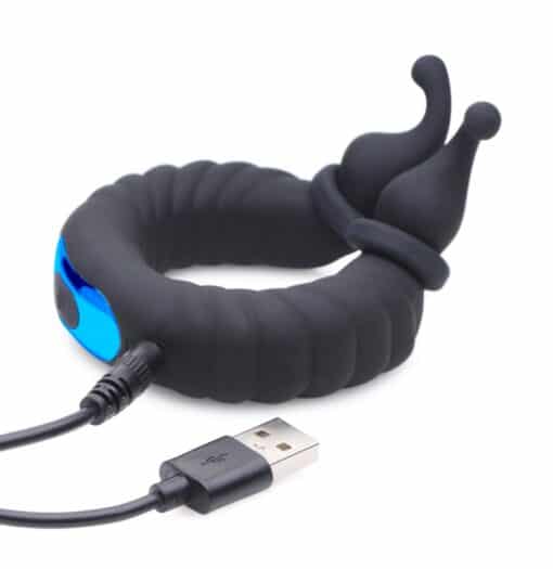 Trinity Men 10X Cock Cobra Dual Stimulating Rechargeable Silicone Cock Ring - Black - Image 3