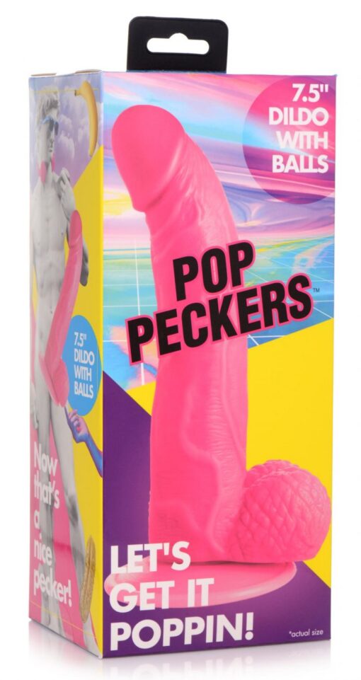 Pop Peckers - 7.5 Inch Dildo with Balls - Pink