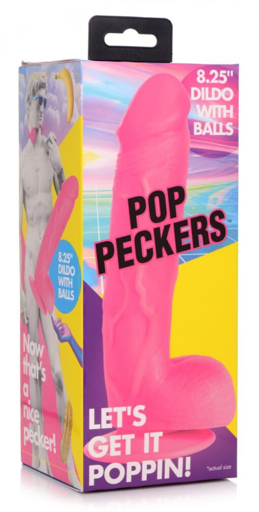 Pop Peckers - 8.25 Inch Dildo with Balls - Pink