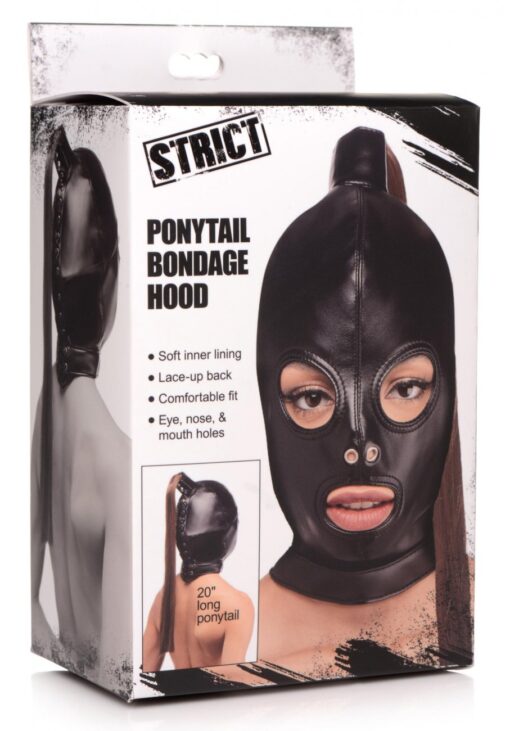 Strict Ponytail Bondage Hood - Brown