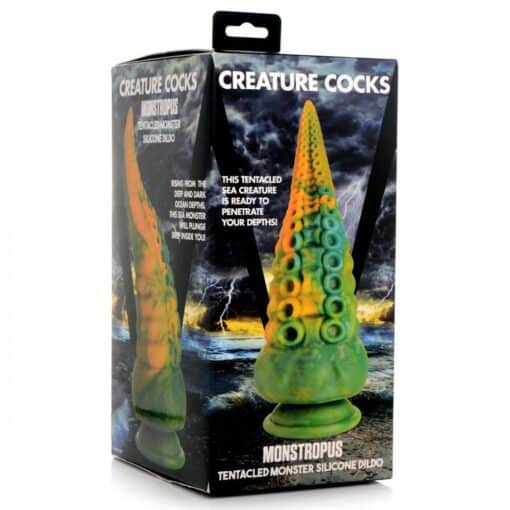 Creature Cocks Monstropus Tentacled Monster Silicone Dildo - Green/Yellow/Blue