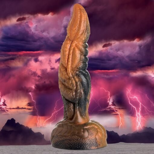 Creature Cocks Ravager Rippled Tentacled Monster Silicone Dildo - Red/Orange/Brown - Image 4