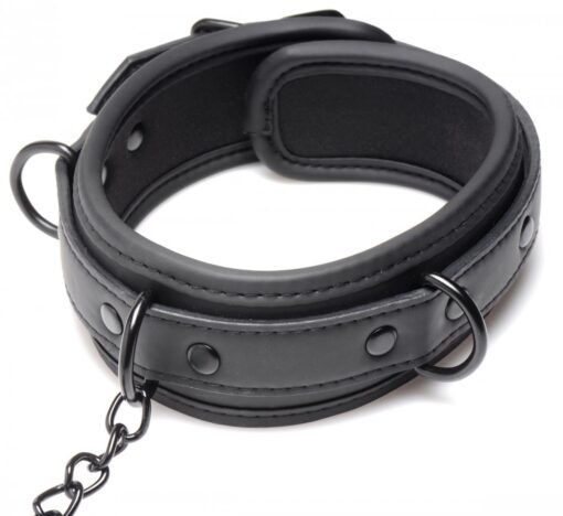 Master Series Collared Temptress Collar with Nipple Clamps - Black - Image 3