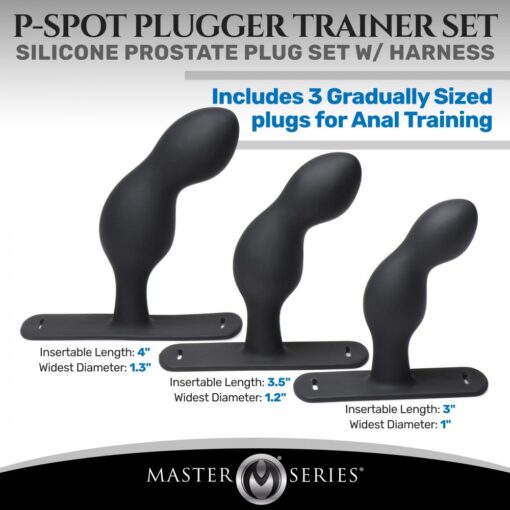 Master Series P-Spot Plugger Trainer Silicone Anal Set (3 Piece) - Black - Image 6