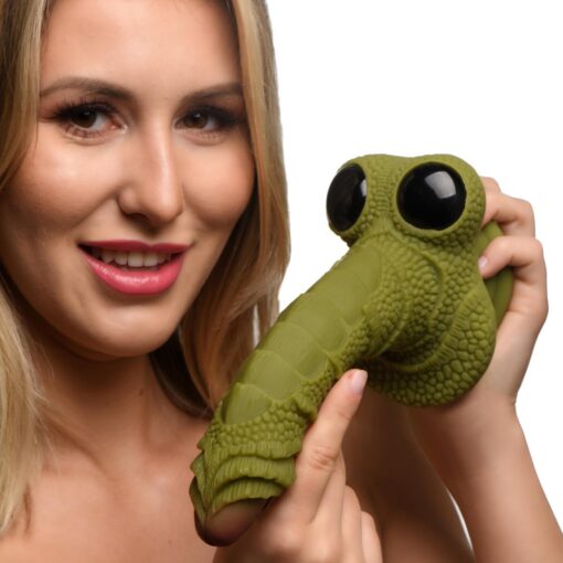 Creature Cocks Swamp Monster Scaly Silicone Dildo - Green/Black - Image 5