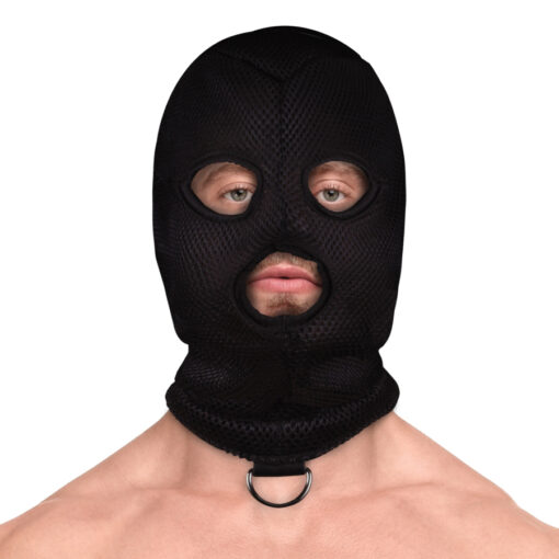 Ouch! Black Balaclave Extreme Mesh Hood with D-Ring - Image 3