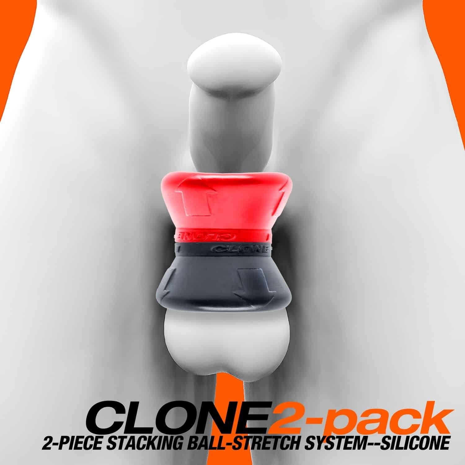 Ox - balls Clone Duo Silicone Ballstretcher (2 pack) - Red/Black - Image 5
