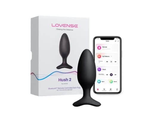 Lovense Hush 2 - Rechargeable App Compatible Silicone Vibrating Anal Plug 1.75in - Black