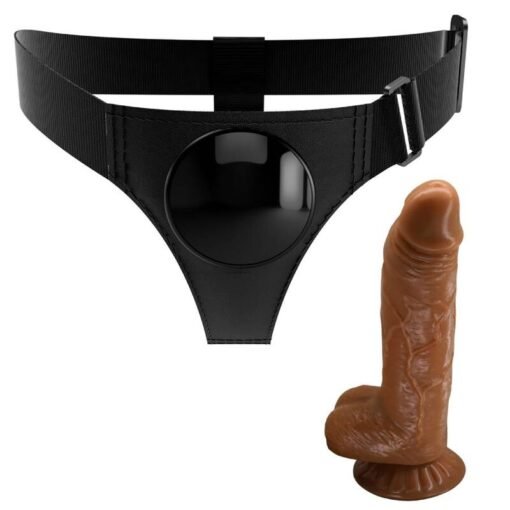 Pretty love - Universal Brief Harness With Dildo Micheal 20cm - Brown - Image 2