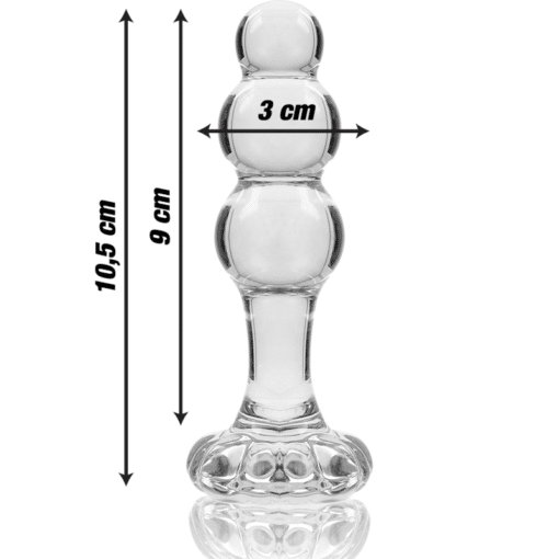 Borosilicate Glass Anal Plug 10.7 x 3 cm - Model 1 Clear - Image 2