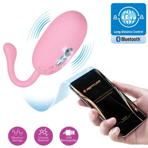 Pretty Love - Doreen App Controlled Electroshock Vibrating Egg - Pink - Image 8