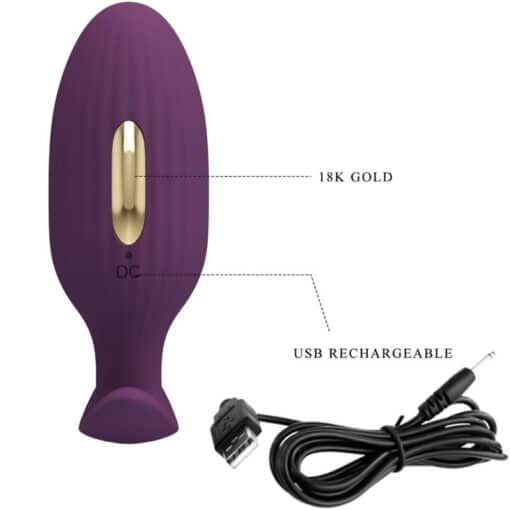 Pretty Love - Jefferson App Controlled Electroshock Anal Plug - Purple - Image 4