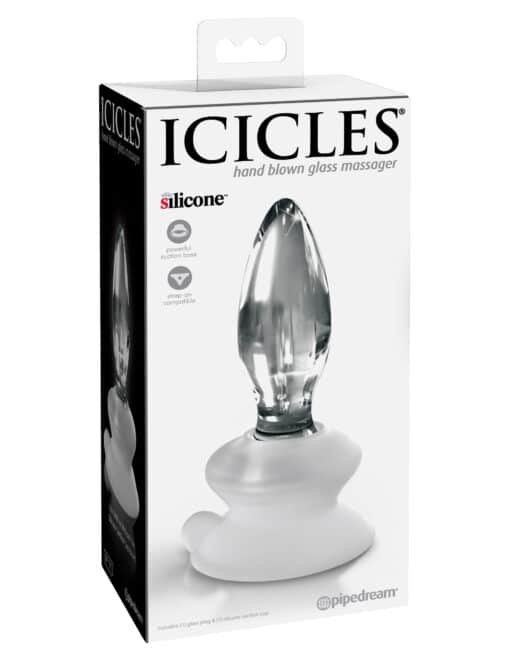 Icicles No 91 Glass Anal Plug With Bendable Silicone Suction Cup - Clear