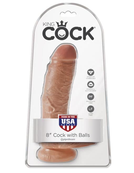 King Cock  8" Cock with Balls Tan
