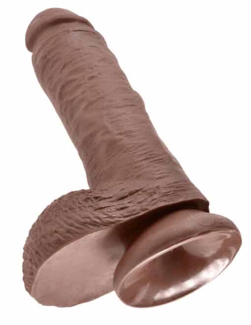 King Cock Dildo with Balls 8in - Chocolate - Image 3
