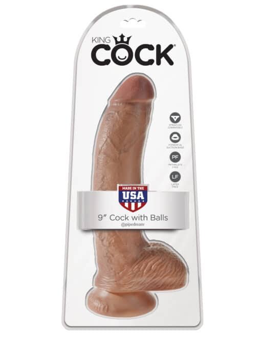 King Cock 9" Cock with Balls Tan