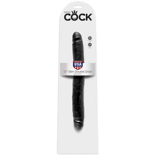 King Cock 12" Slim Double Dildo Black