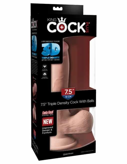 King Cock Plus 7.5" Triple Density Cock with Balls - Flesh