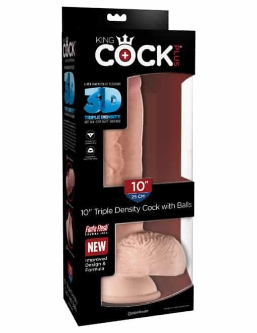 King Cock Plus 10" Triple Density Cock with Balls - Flesh