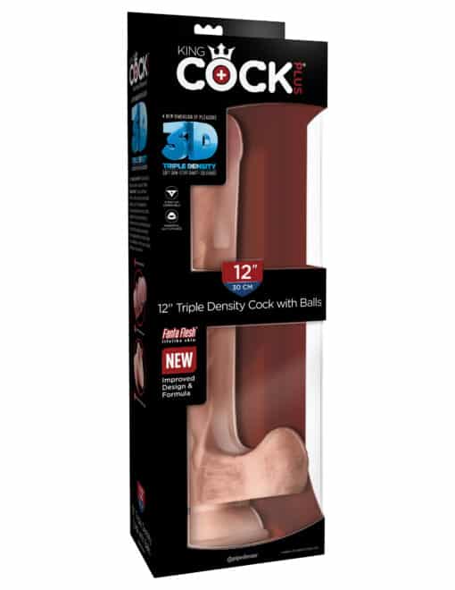 King Cock Plus 12" Triple Density Cock with Balls - Flesh