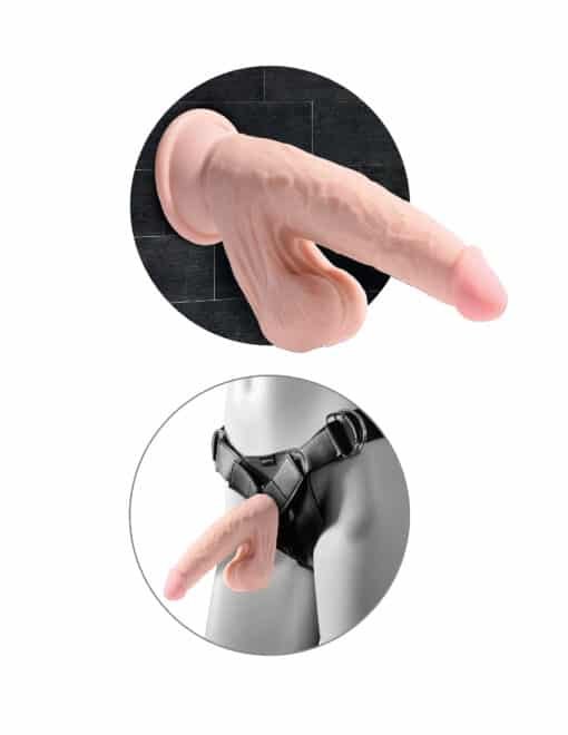 King Cock Plus 7" Triple Density Cock With Swinging Balls - Light - Image 3