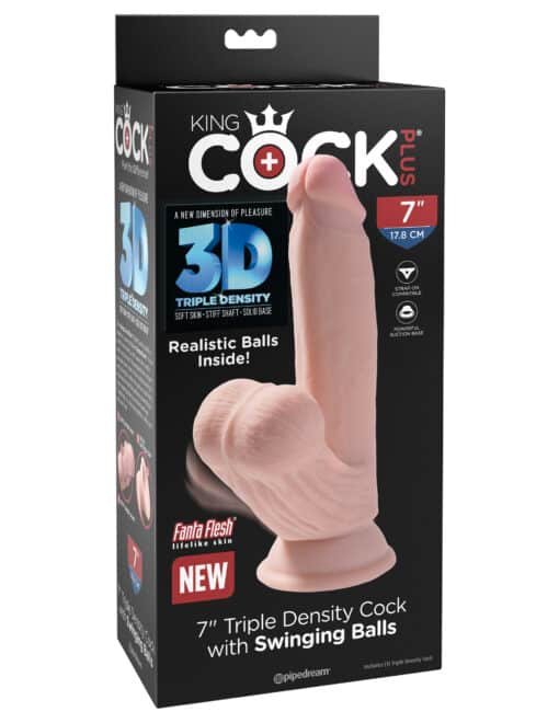 King Cock Plus 7" Triple Density Cock With Swinging Balls - Light